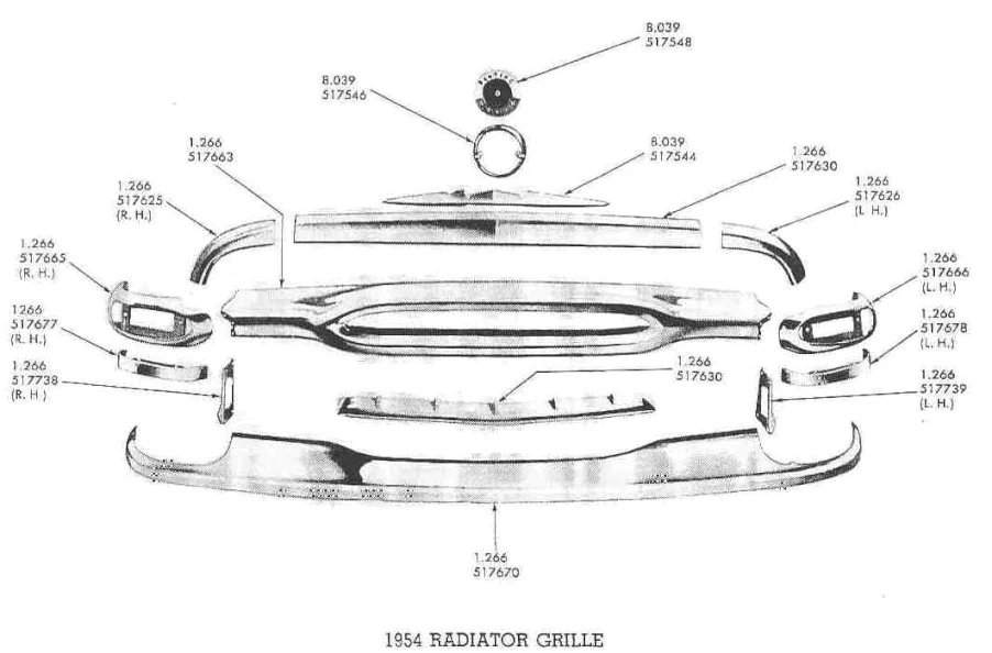 1954 Pontiac Star Chief Chieftain Radiator Grill Set Fish Mouth Excellent Used - Image 2