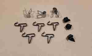 1926-54 3/8? Fuel Line Clip Set, 5x spring type clips, 3x screw type clips & 3x screws