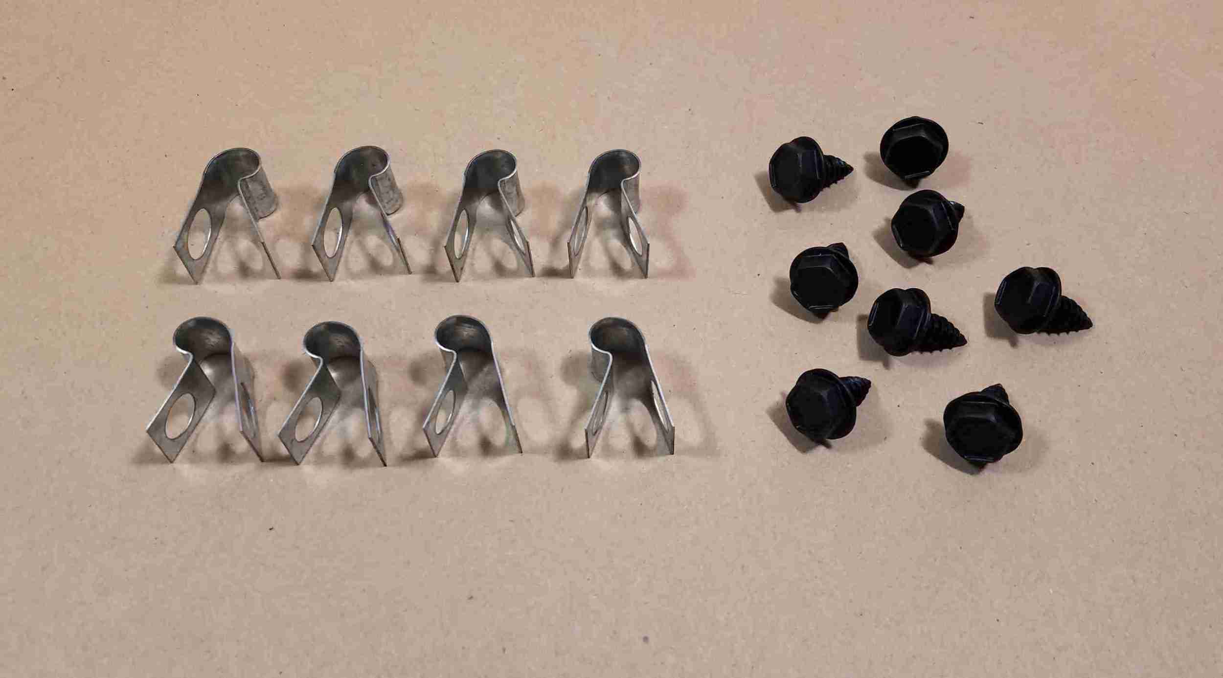 1955-60 5/16? Fuel Line Clip Set, 8x clips & 8x screws