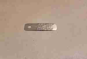 1959-77 Limited Slip Differential Rectangular Rear Axle Metal Tag