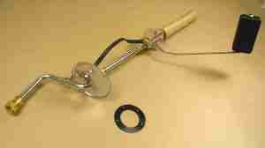 1956-57 Fuel Tank Sending Unit, 3/8" fuel line w/ strainer, stainless, all except SW and Custom Safari