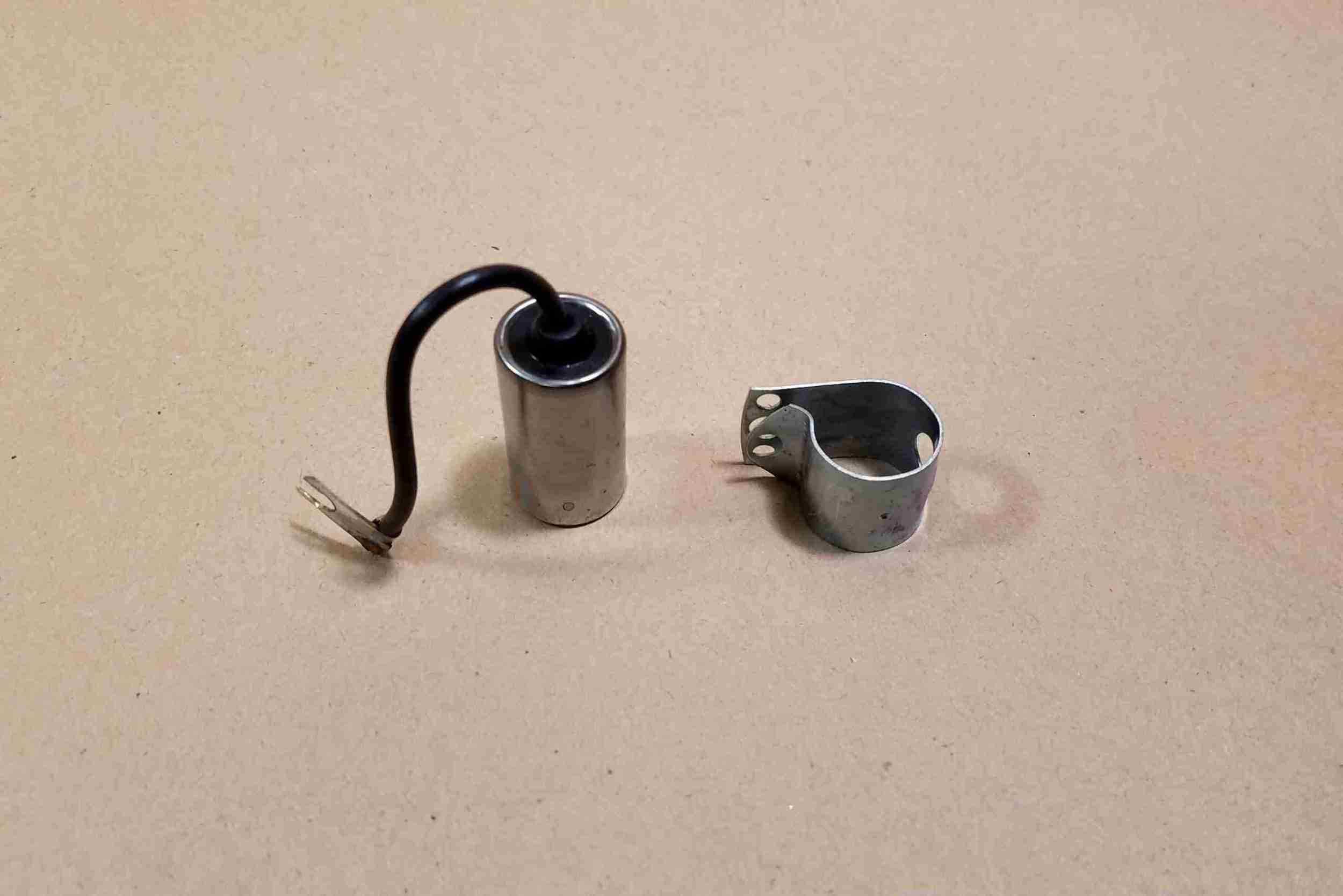 1926-68 Distributor Condenser with Bracket & Lead, see description for applications