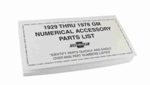 1929-75 GM Numerical Accessory Parts List, over 6000 part numbers