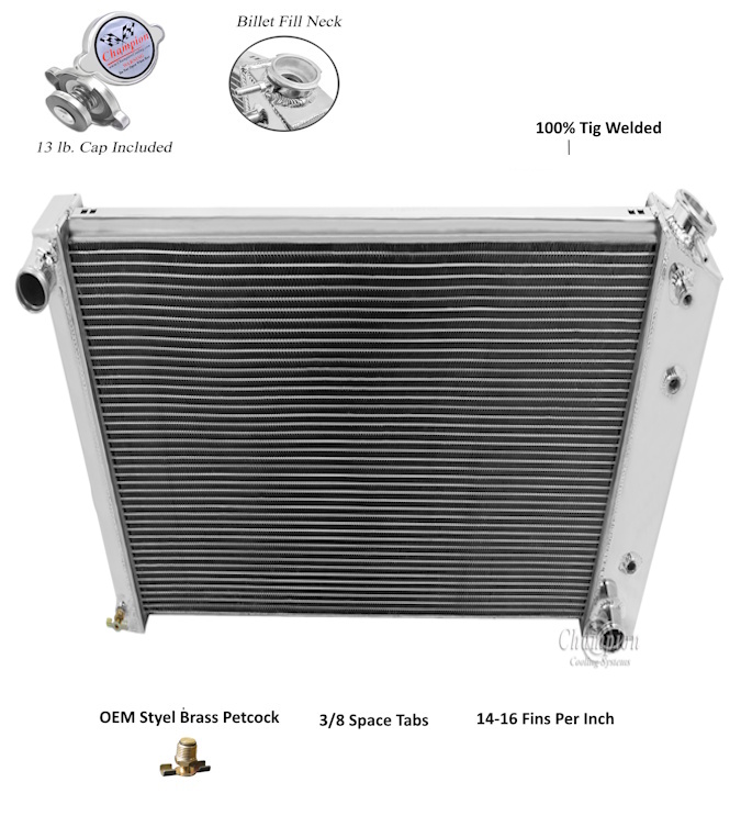 1965 1966,1980 1981 Pontiac Fullsize Cross Flow Radiator, 4 core - Image 2