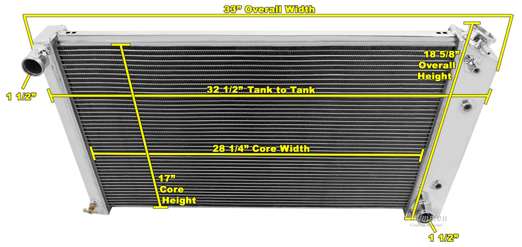 1965 1966,1980 1981 Pontiac Fullsize Cross Flow Radiator, 4 core - Image 3