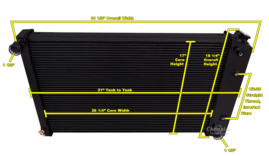 1965 1966,1980 1981 Pontiac Fullsize Cross Flow Radiator, 3 core - Image 3