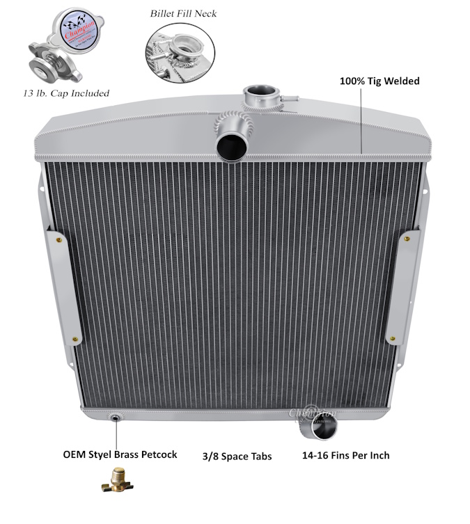 1955 1956 Pontiac Aluminum Radiator Assembly, 3 Core 20 1/2" X 23 1/2" - Image 2