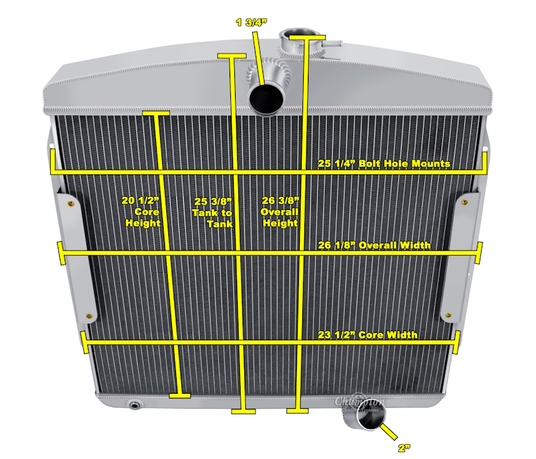 1955 1956 Pontiac Aluminum Radiator Assembly, 3 Core 20 1/2" X 23 1/2" - Image 3