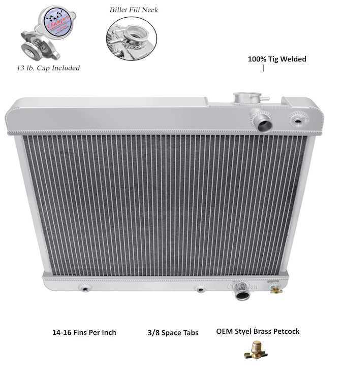 1961 1964 Pontiac Fullsize Down Flow Aluminum Radiator Assembly, LS Conversion - Image 2