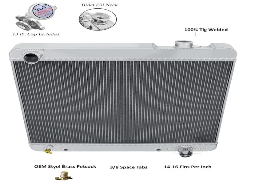 1961 1964 Pontiac Fullsize Down Flow Aluminum Radiator Assembly, 4 Core - Image 2