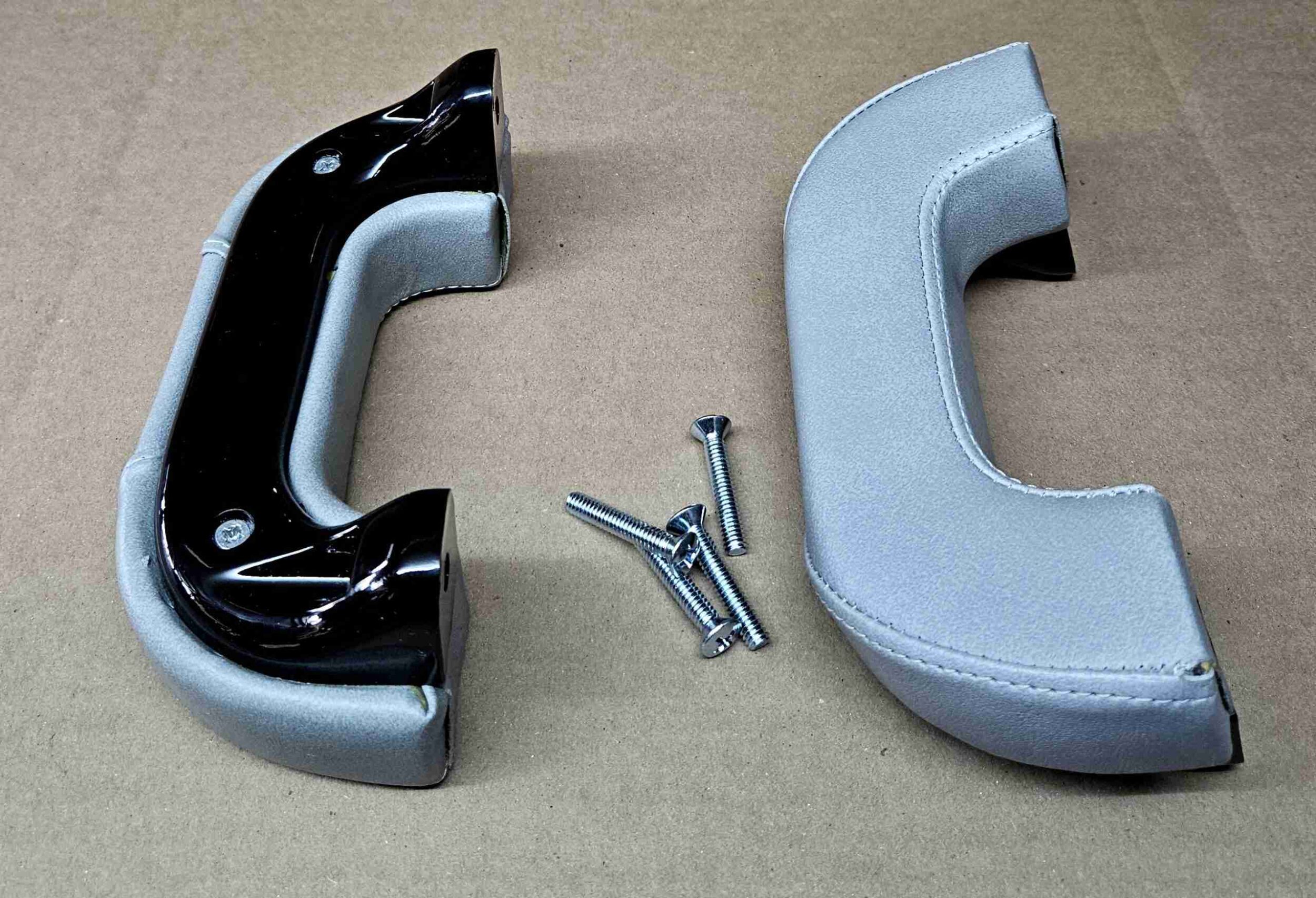 1936 1942 Armrest, Pair, Gray with Base, Pad & Metal Insert - Image 2