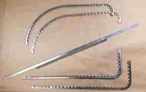 1955-57 Door Edge Metal Band Set, for 2 Door Hardtop & Convertible Door Panel Upholstery, 6 pieces w/ nails