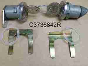 1955-58 Flat Pawl Door Safety Lock Assembly with original octagon keys, see description for applications