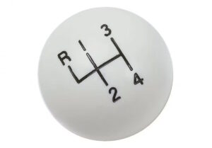 1960-64 White 4 Speed Shift Knob, plain white w/ check nut, 1961-63 Tempest 3 speed, 1963-64 P8 w/ Console