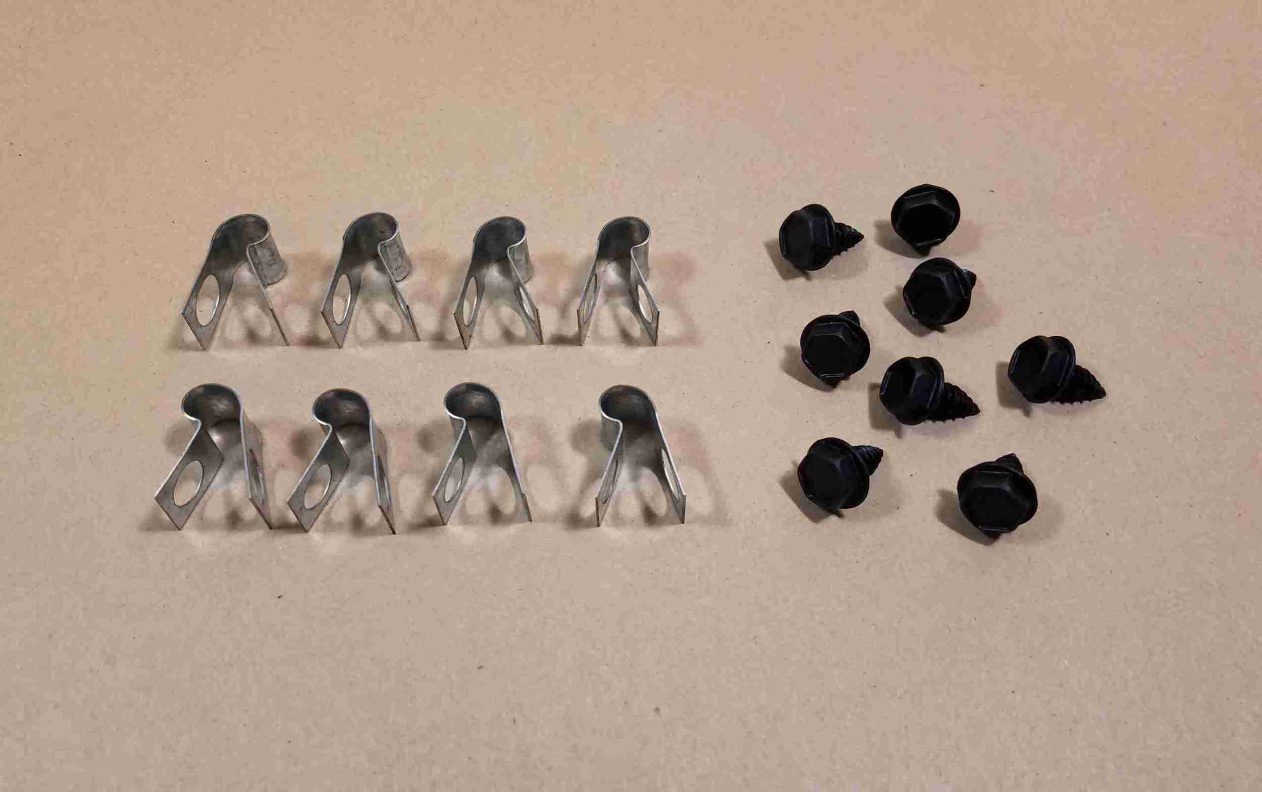 1955-60 3/8? Fuel Line Clip Set, 8x clips & 8x screws
