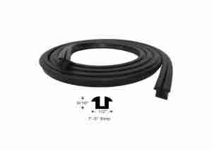 1932 P8 Back Window Glass Rubber Channel, 7'3" strip 9/16"x1/2" for 1/4" glass