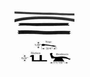 1932 Crank-Up Windshield Seal Set of 4, bottom sides & top, All exc Convertible, also 4026018