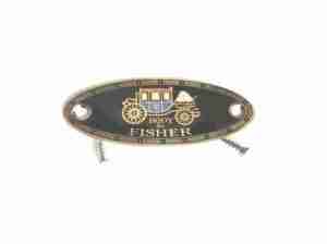 1941-54 Oval Black Background Seat Side Fisher Body Plate, chrome plated, w/ screws