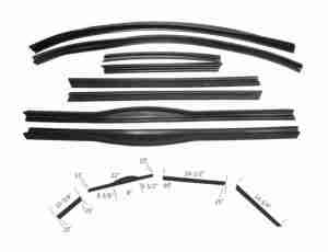 1942-48 Convertible Folding Top Side Roof Rail Weatherstrip Set, 8 pieces, includes C4115231RS