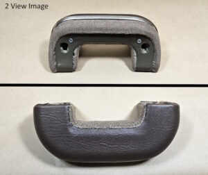 1946 1950 Armrest Assembly, Brown Upholster Pad with Stainless Band & Metal Mounting Bracket