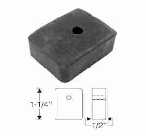 1927-33 Rubber Bumper, rectangular w/ screw hole, 1927-33 Door Side Jamb Bumper All exc Conv, 1931-32 Convertible Folding Top Rear Bow Bumper, compare to C4220901R