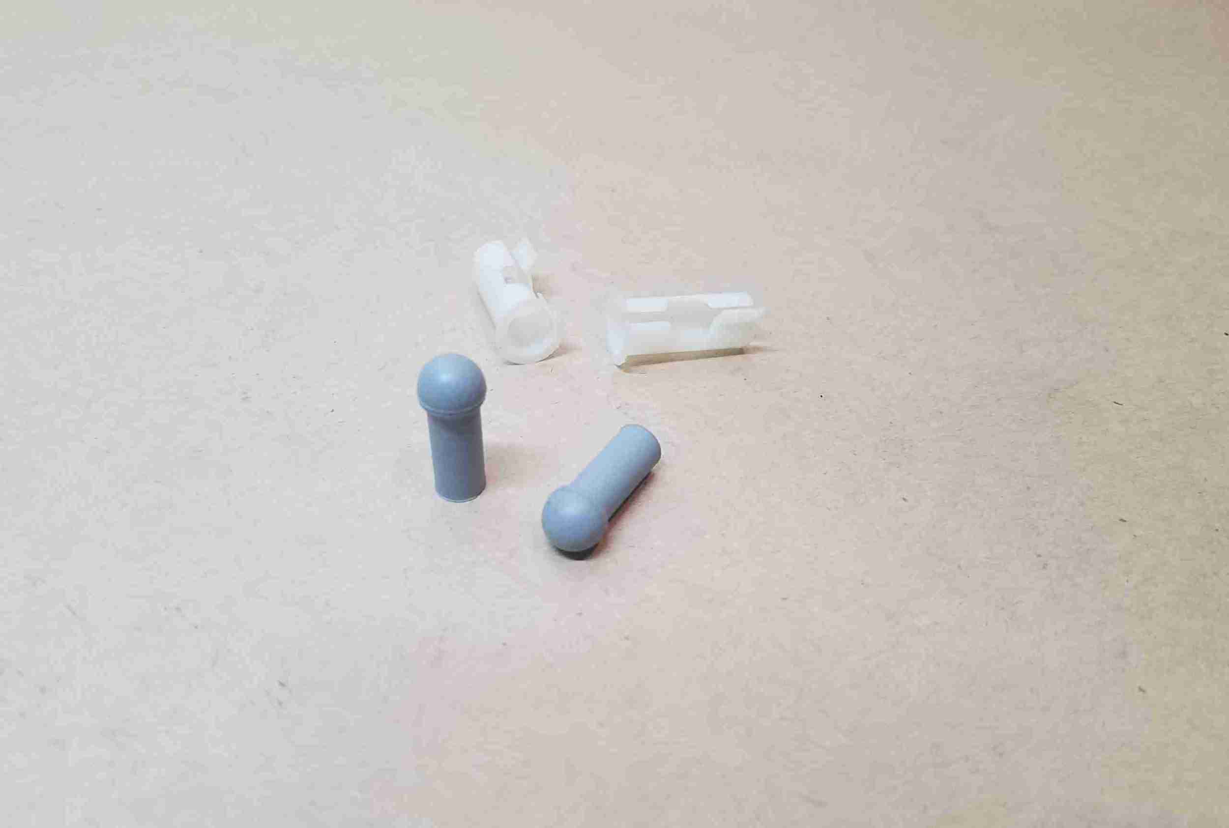 1964-77 All Exc Conv. Sunvisor Plastic Sleeve bushing and rubber tip, set of 4, see description for applications