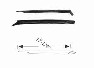 1952 Hardtop Windshield Side Rail Weatherstrip, pair, A-pillar seals for cars w/ mechanical sealing type flipper roofrail, molded on seals: 4600733/4600734, use w/ C4616480RS, C4589812RS (on door)