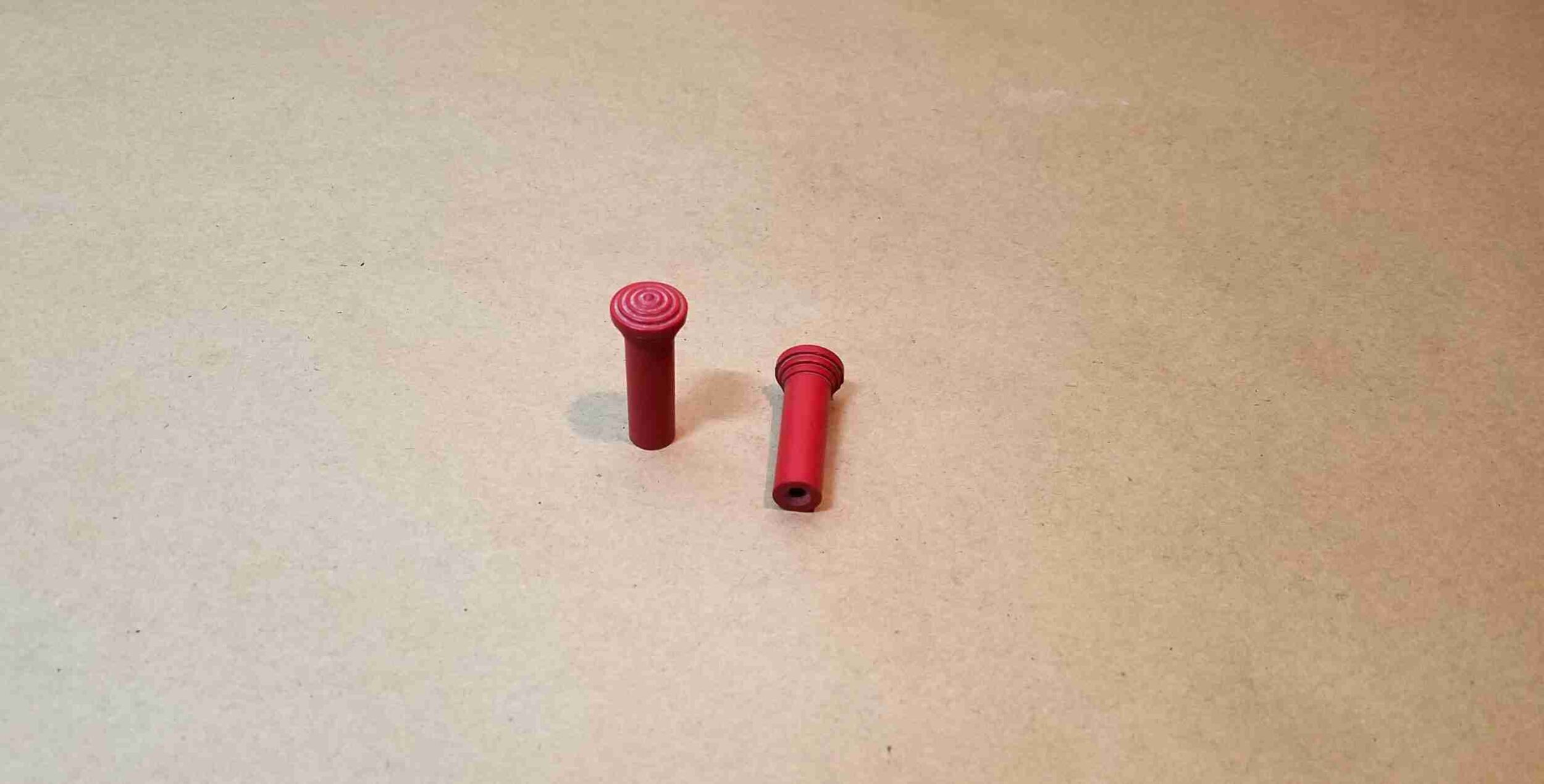 1952-59 Red Plastic Door Lock Pulls, pair