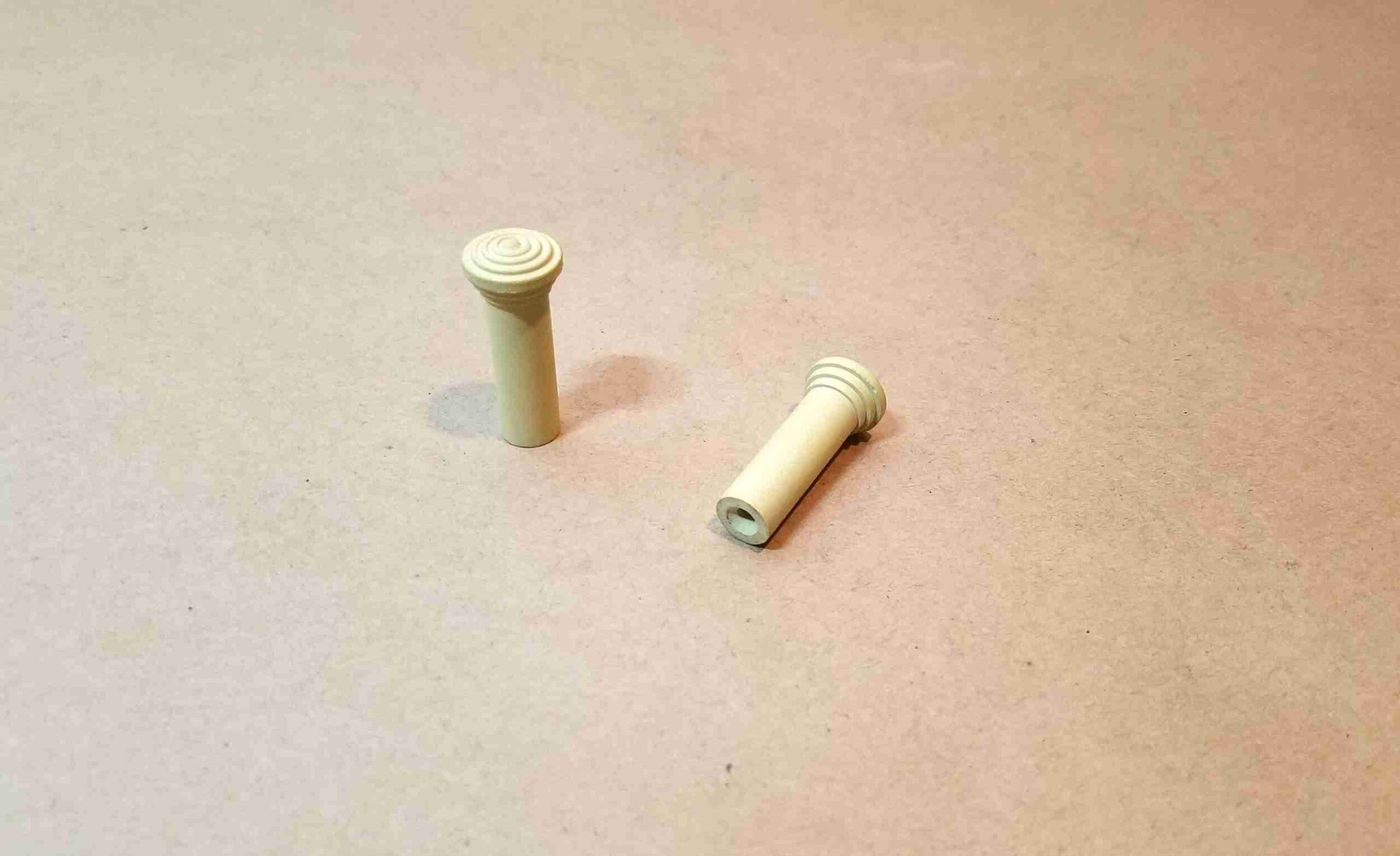 1954 All SD Yellow Plastic Door Lock Pulls, pair