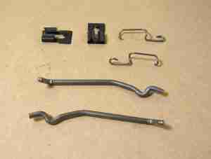 1955-57 2 Door Hardtop & Convertible Door Latch to Door Lock Tumbler Rod Set, w/ clips, for cars w/ flat pawl locks