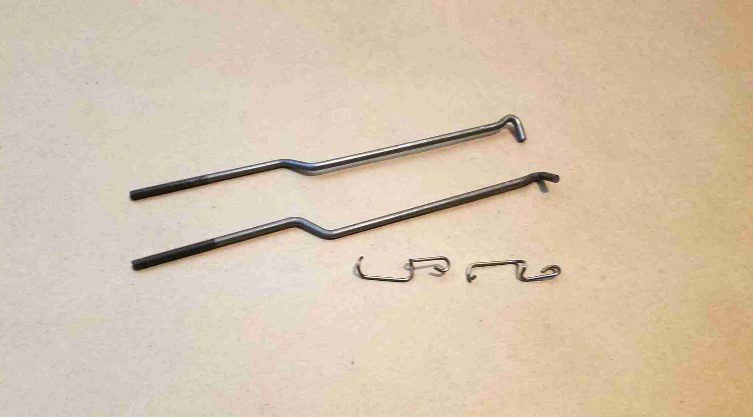 1955-57 2 Door & 4 Door Sedan, Station Wagon & Safari Front Door Lock Rods, pair w/ clips