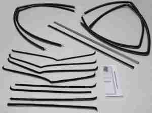 1955-57 4dr Sedan Door/Quarter Window Inner/Outer Weatherstrip/Fuzzy & Run Channel Kit, includes hardware