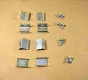 1955-57 All Station Wagon Curved Quarter Glass Upper Retaining Clip Set, 8 pieces