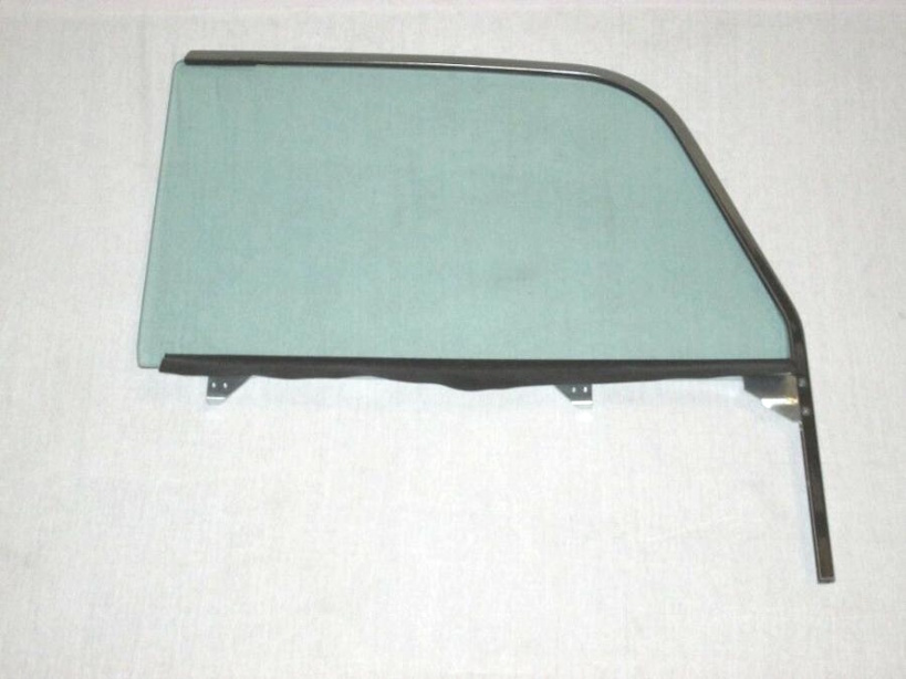 1955-57 2 Door Safari Left Hand Door Window Assembly, w/ frame & green tint glass