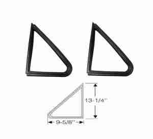1958 Station Wagon Rear Door Stationary Ventilator Glass Rubber Channels, pair
