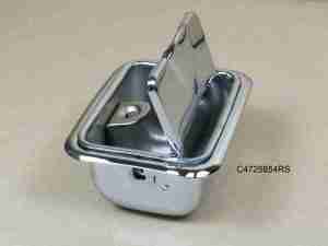 1939-67 Chrome Rear Quarter Arm Rest Ashtray & Bezel w/ Oval Pull, For the Pair, Buy 2
