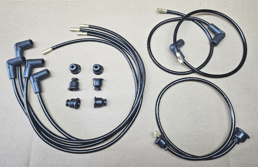 1935-47 Spark Plug Wire Set 6 Cylinder P6 Copper core with black lacquer cloth covered wire.