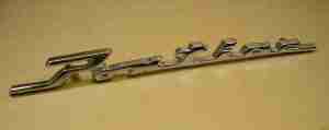 1955 Chieftain & Safari Chrome Metal Front Speaker Grill Name Plate, "Pontiac"