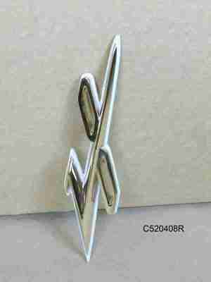1955 Rear Quarter Panel V8 Emblems, gold plated w/ white edge, For the Pair, Buy 2
