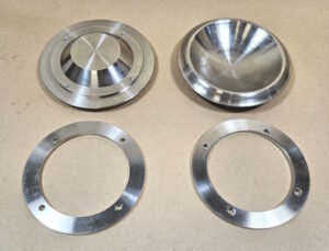 1957 Pontiac Front Bumper Guard Bullet Cap Insert Pair Made in Quality Aluminum