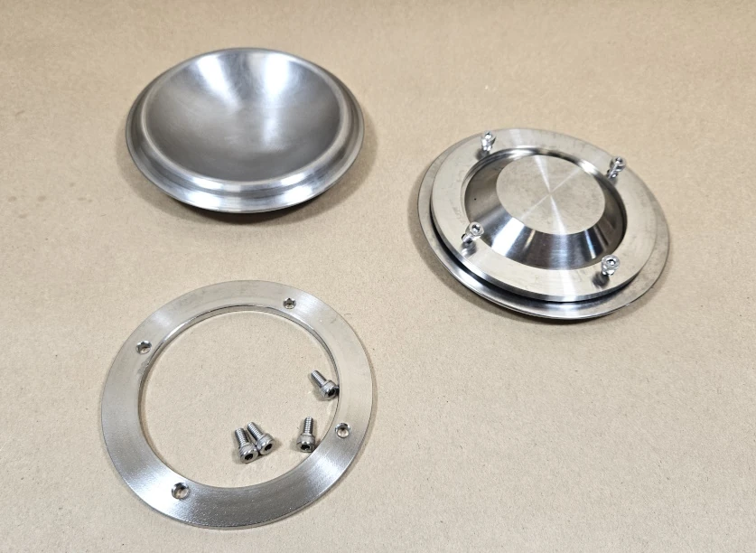 1957 Pontiac Front Bumper Guard Bullet Cap Insert Pair Made in Quality Aluminum - Image 2