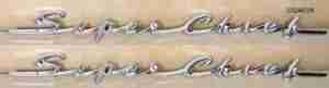 1957 Front Fender Emblem “Superchief” Script Pair. Pontiac Show Quality