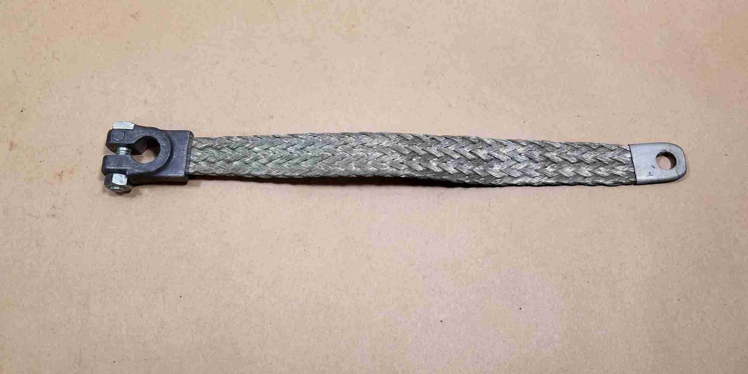 1925-37 Braided Flat Strap Negative Battery Ground Cable, 11" long
