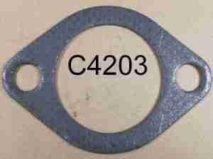 1955-62 Exhaust Pipe Flange Gasket, 2" ID x 3" OD oval w/ 2x bolt holes, see description for applications