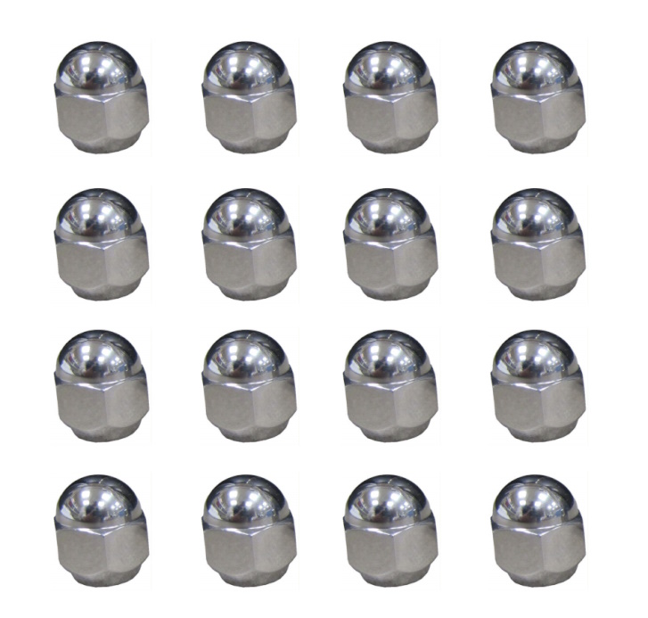 1960-62 8-Lug Wheel Lug Nut Right Hand, Stainless Steel, Dome Top Set of 16