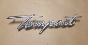 1961 1962 Quarter Panel Script Emblem, Pontiac Tempest
