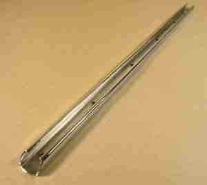1955-58 Chrome Quarter Window Vertical Seal Retainer, rivets to frame, LH or RH, 1955-57 2dr Hardtop & Convertible, 1958 Bonneville & Convertible, all above quarter window frames include this