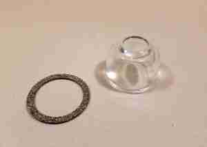 1941-54 Fuel Pump Replacement Glass Bowl w/ Gasket, 2”ODx1-3/8”H