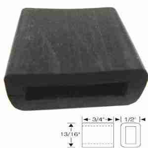 1961-64 Full Size Conv Quarter Window Stop on Sash Channel Bumper, 13/16' H x 3/4' L x 1/2' W, pair