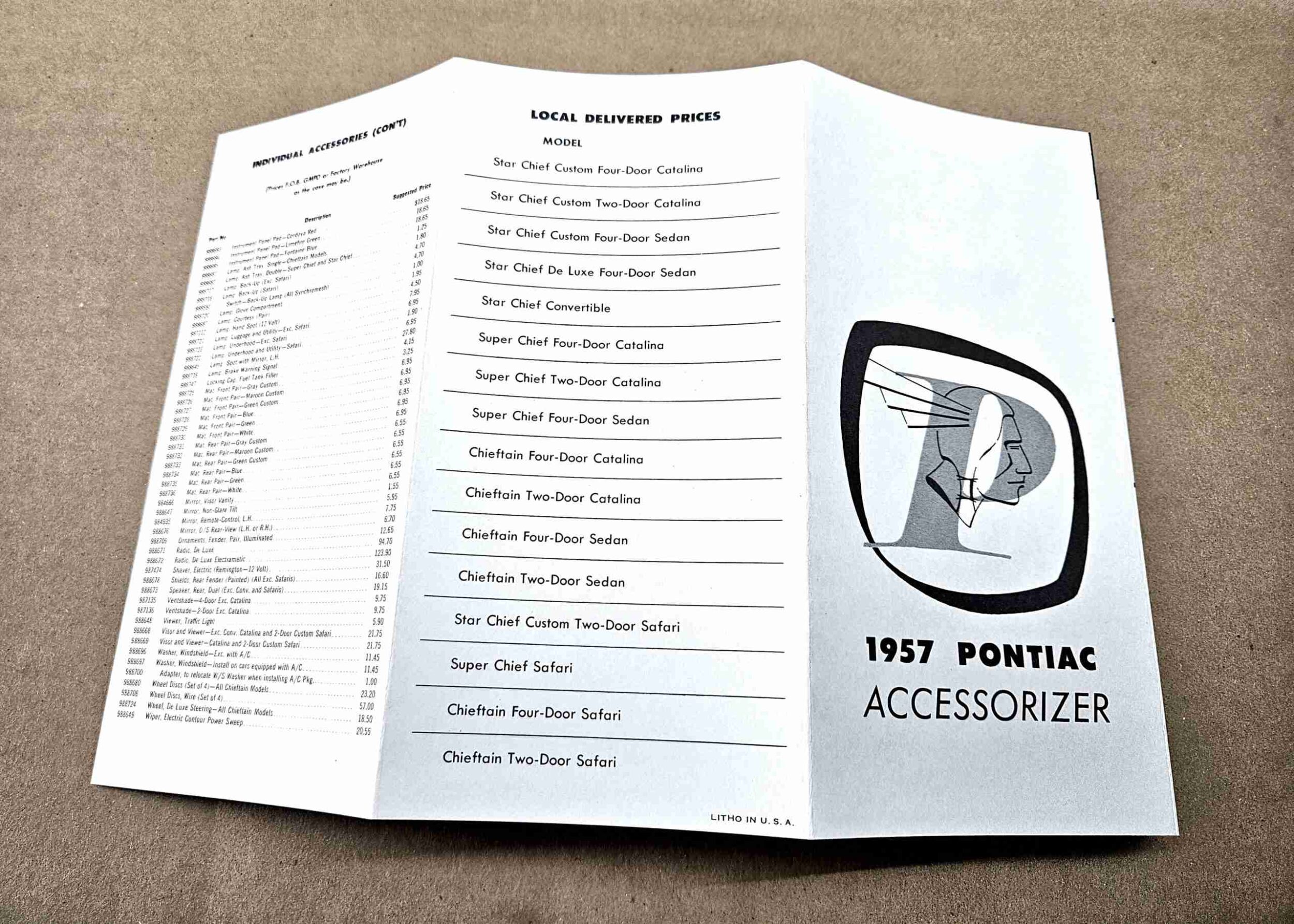 1957 Accessory Price List